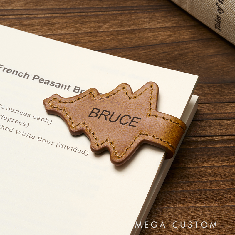Personalized Leather Magnetic Book Mark Engraved Bookmark with Name Custom Reader Gift for Him Journal Accessory