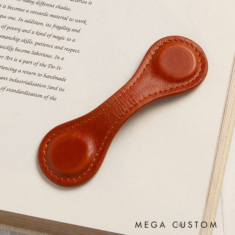 Personalized Leather Magnetic Book Mark Engraved Bookmark with Name Custom Reader Gift for Him Journal Accessory