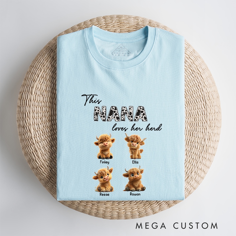 Personalized this Grandma Loves Her Herd Classic T-Shirt Highland Cattle Shirt