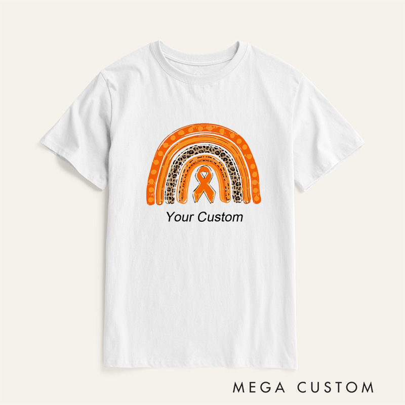 Personalized Leukemia Cancer Awareness Kidney Cancer Rainbow Fighter Support T-Shirt