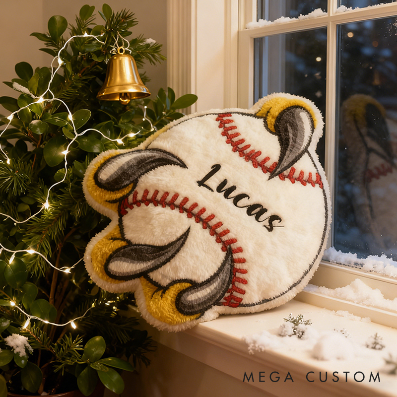Personalized Baseball Pillow with Fierce Claw Design and Custom Name for Sports Lovers and Kids
