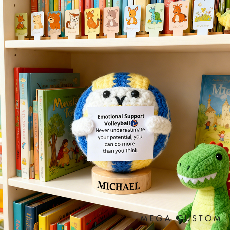 Personalized Crochet Volleyball Plush with Motivational Message and Name Cheer Up Gift For Volleyball Team Player