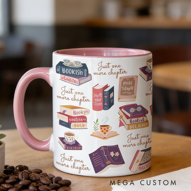 Personalized Just One More Chapter Mug Custom Girls Book Club Mug with Name Bookworm Coffee Cup for Reader Book Lover Librarian Gift