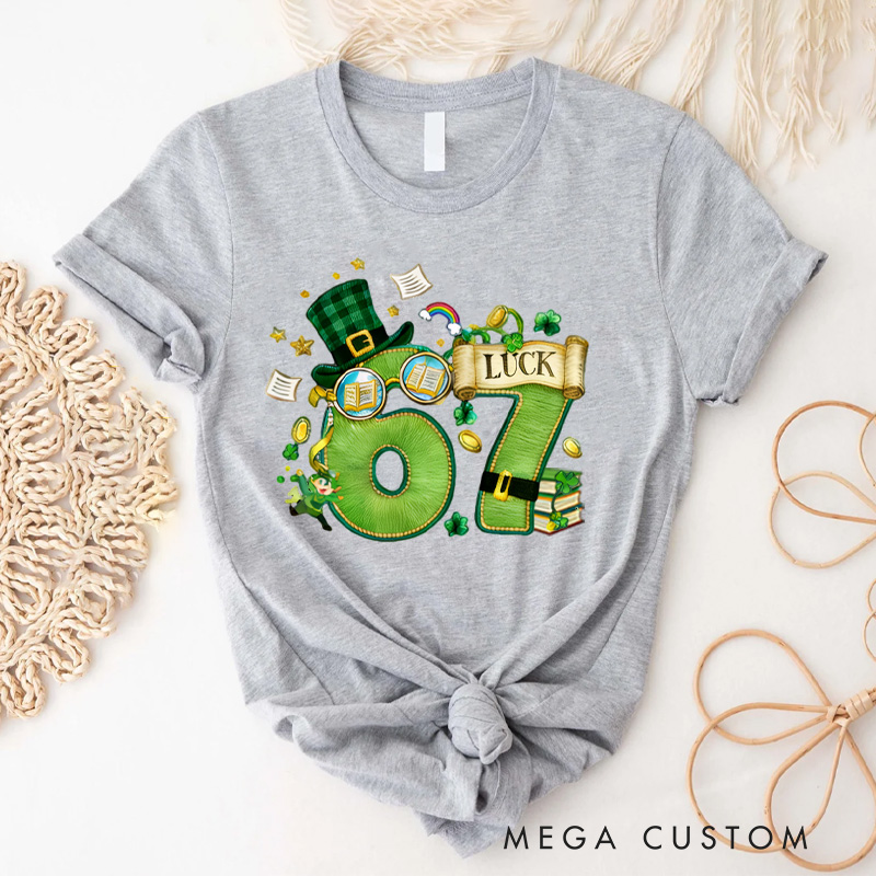 Personalized 67 Reading Classic T-Shirts Shamrock Green Leprechaun Shirt with Name for Book Lover Bookworm Girlfriend Wife Women Gift