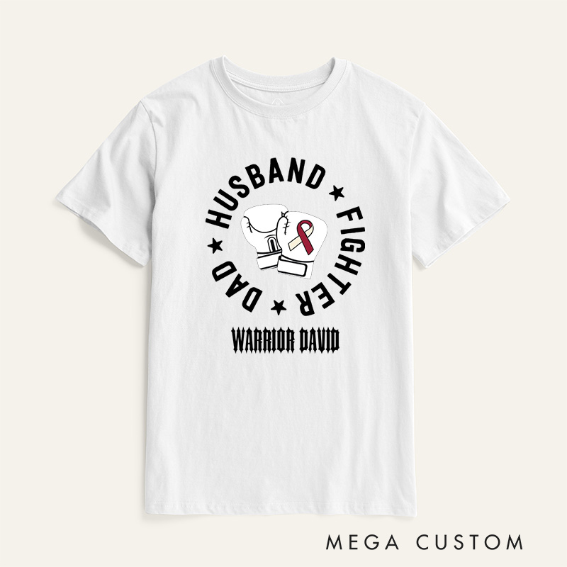 Personalized Husband Dad Fighter Head Neck Cancer Throat Cancer Awareness T-Shirt
