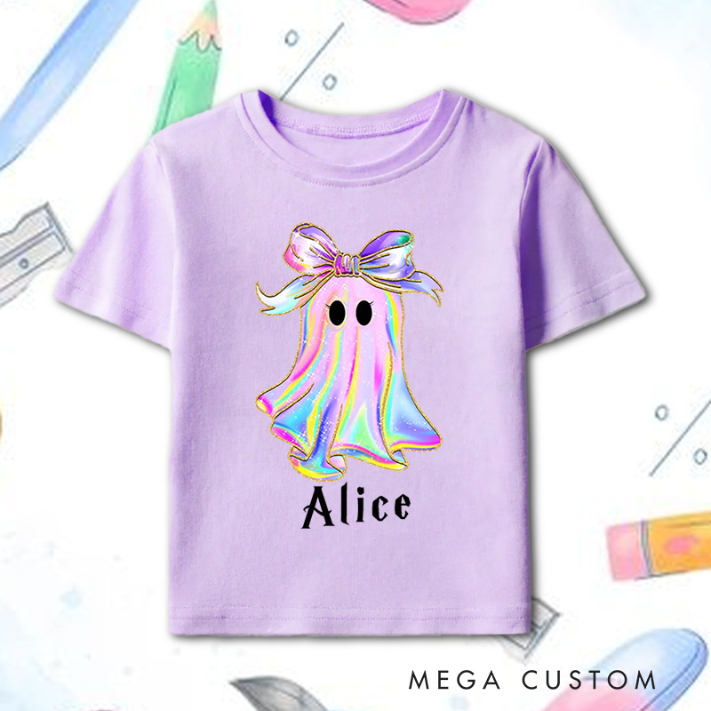 Personalized Halloween Girls Ghost T-Shirt Cute Toddler Halloween T-Shirt Boo Girls T-Shirt