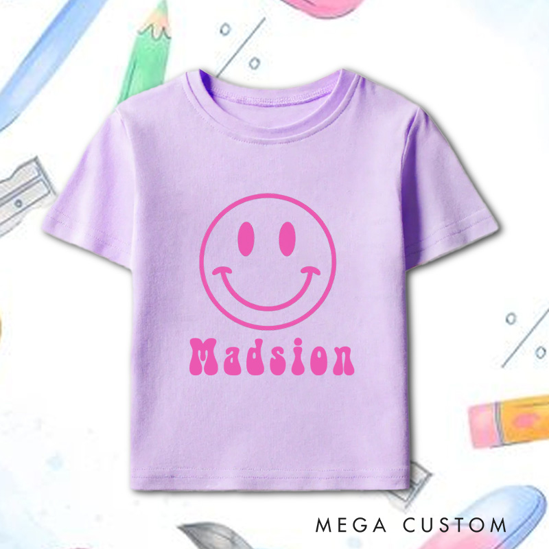 Personalized Youth Neon Happy Face Kids T-Shirt Kids Gift