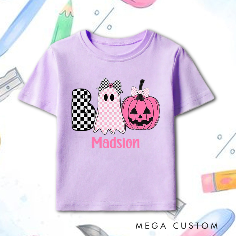 Personalized Halloween Girls T-Shirt Boo Toddler Kids T-Shirt Funny Halloween Gift