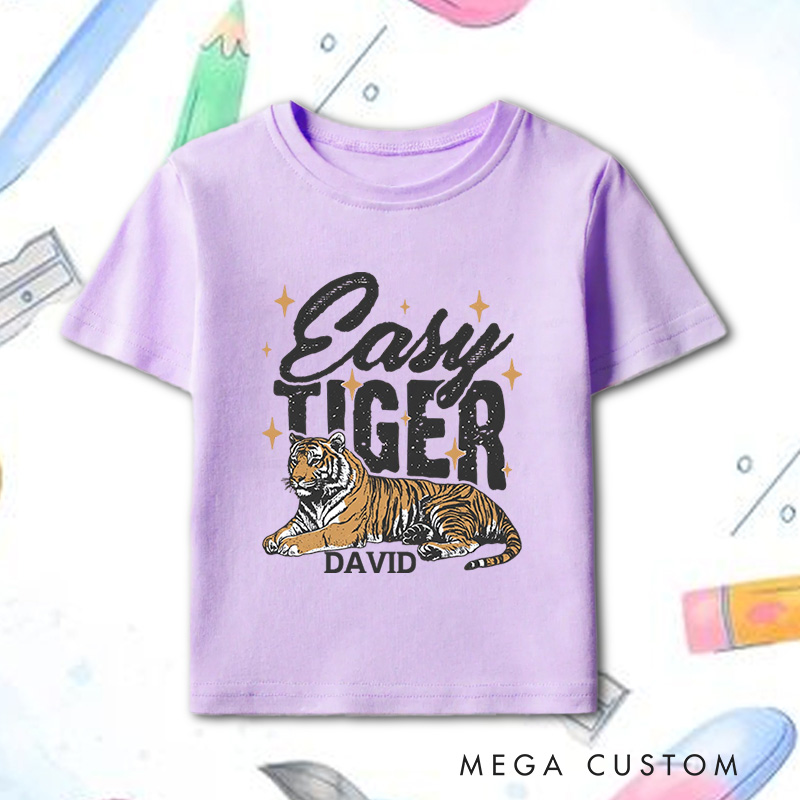 Personalized Retro Easy Tiger Kids T-Shirt Kids Funny Animal Tee