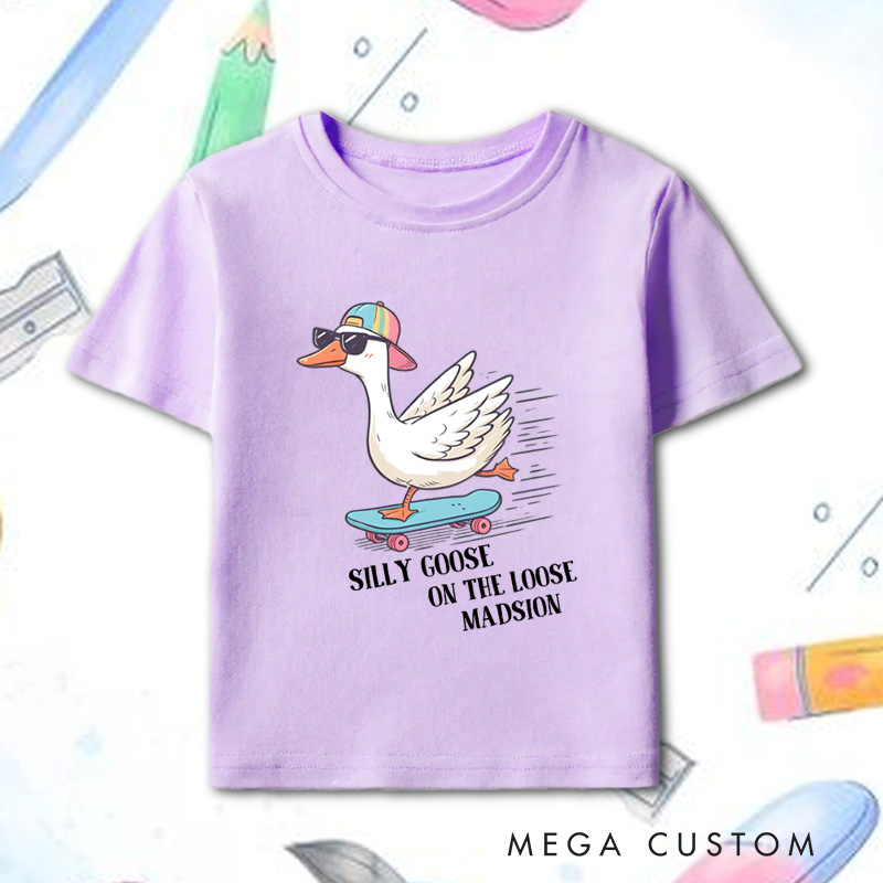 Personalized Silly Goose On The Loose Toddler T-Shirt Funny Goose Kids Gift