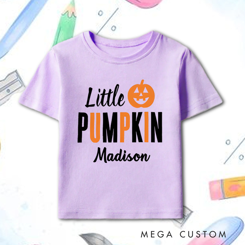 Personalized Little Pumpkin Halloween Shirt for Kids Perfect for Fun Festive Celebrations and Trick or Treating Kids T-Shirt