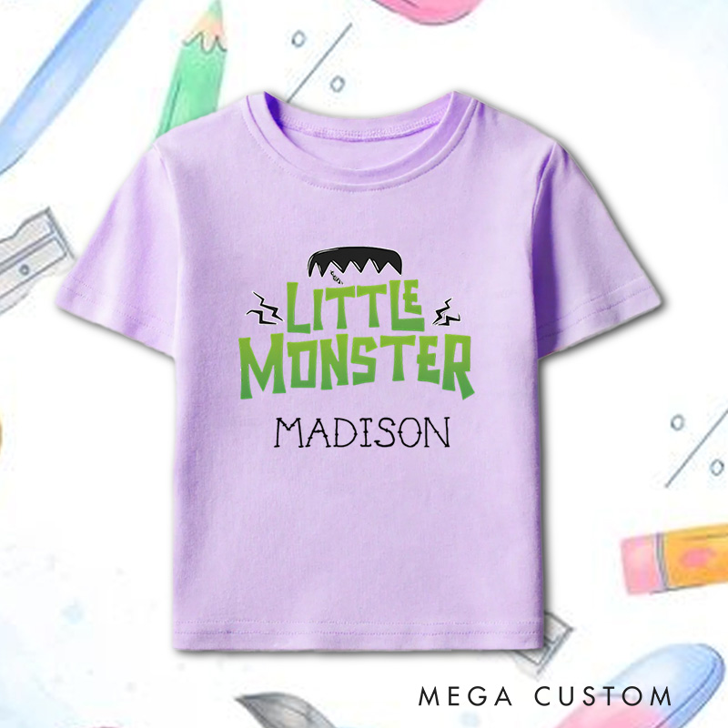 Personalized Little Monster Halloween Shirt for Kids Perfect for Fun and Playful Outfits During Spooky Season Kids T-Shirt