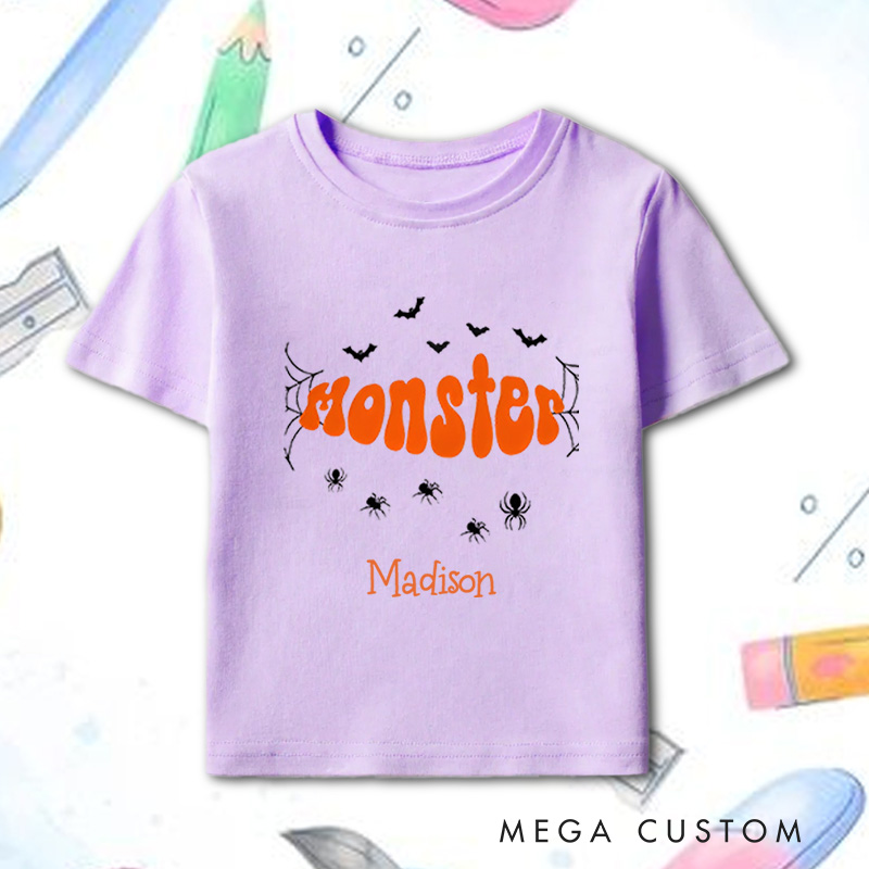 Personalized Monster Halloween Shirt for Kids Perfect for Fun and Spooky Outfits During Halloween Celebrations Kids T-Shirt