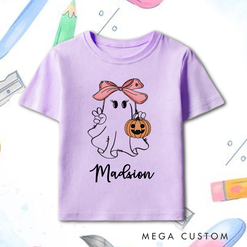 Personalized Girls Halloween T-Shirt Girls Ghost Name Toddler T-Shirt