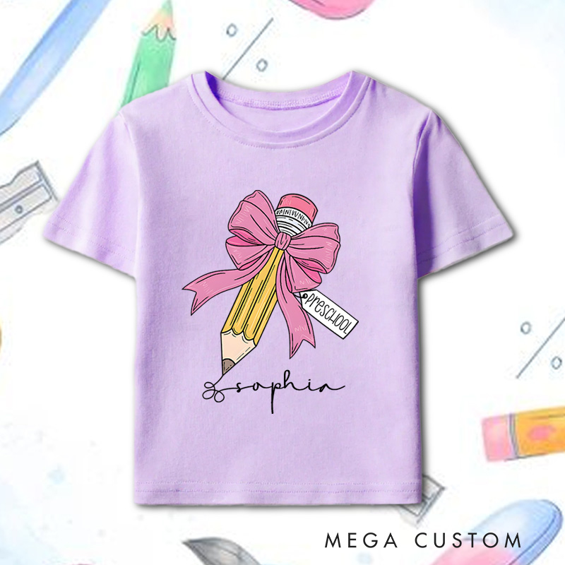 Personalized Girls Back to School Kids T-Shirt First Day of School Tee
