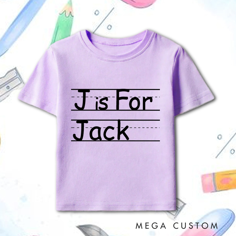 Personalized A is for Alphabet Name Shirt First Day of School Tee for Kids Toddler and Youth Back to School Outfit with Name