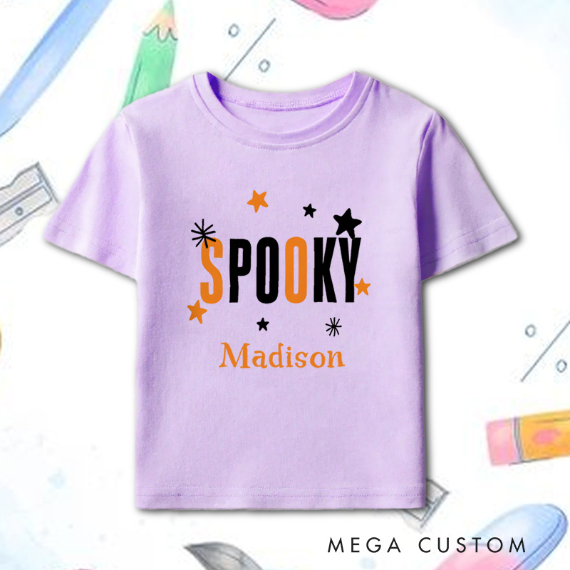 Personalized Spooky Halloween Shirt for Kids Great for Adding a Stylish and Festive Touch to Outfits During Halloween Kids T-Shirt