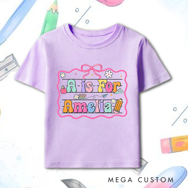 Personalized Back to School Kids T-Shirt Cute Kindergarten Shirt First Day Of School T-Shirt School Toddler Gift