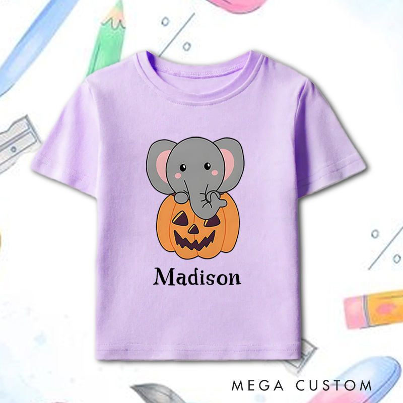 Personalized Adorable Halloween Elephant Shirt for Kids Perfect for Fun and Festive Celebrations During Halloween Kids T-Shirt