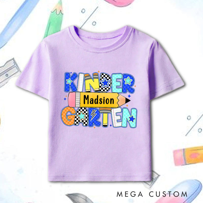 Personalized Retro Back to School T-Shirt Kindergarten First Grade Toddler First Day of School Youth Shirt