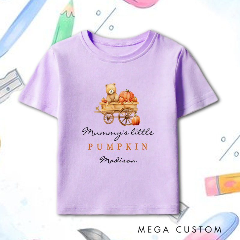 Personalized Mommy’s Little Pumpkin Halloween Shirt for Kids Perfect for Celebrating Festive Family Moments and Fun Kids T-Shirt