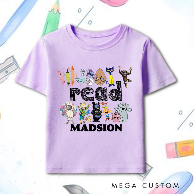 Personalized Read Children Books T-Shirt Kindergarten Gift 