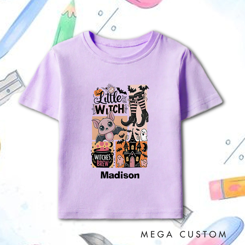 Personalized Little Witch Halloween Shirt for Kids Perfect for Embracing the Spooky Spirit and Halloween Fun Kids T-Shirt