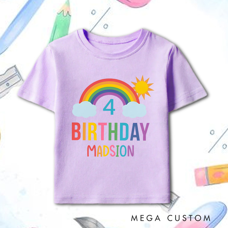Personalized Modern Rainbow Sky Girls Birthday Party T-Shirt