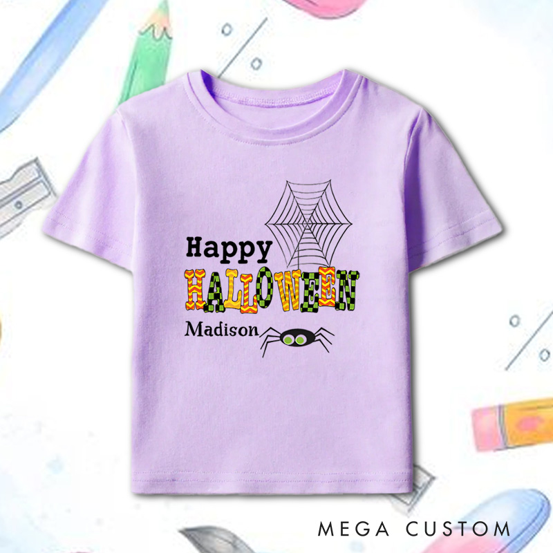 Personalized Happy Halloween Shirt for Kids Perfect for Celebrating Festive Moments and Trick or Treating Fun Kids T-Shirt