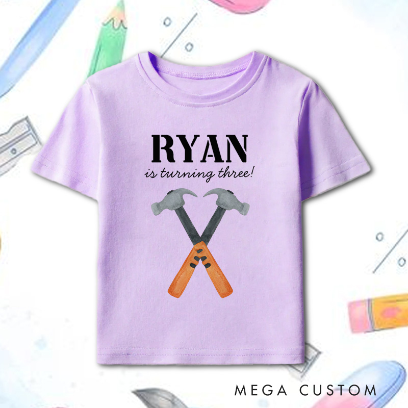 Personalized Boys Construction Builder Birthday Boy T-Shirt