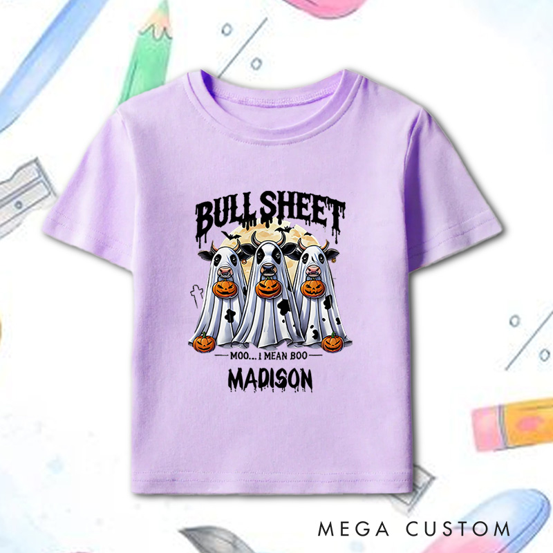 Personalized Bullsheet Halloween Shirt for Kids Perfect for Adding Humor and Festive Fun to Trick or Treating Outfits Kids T-Shirt