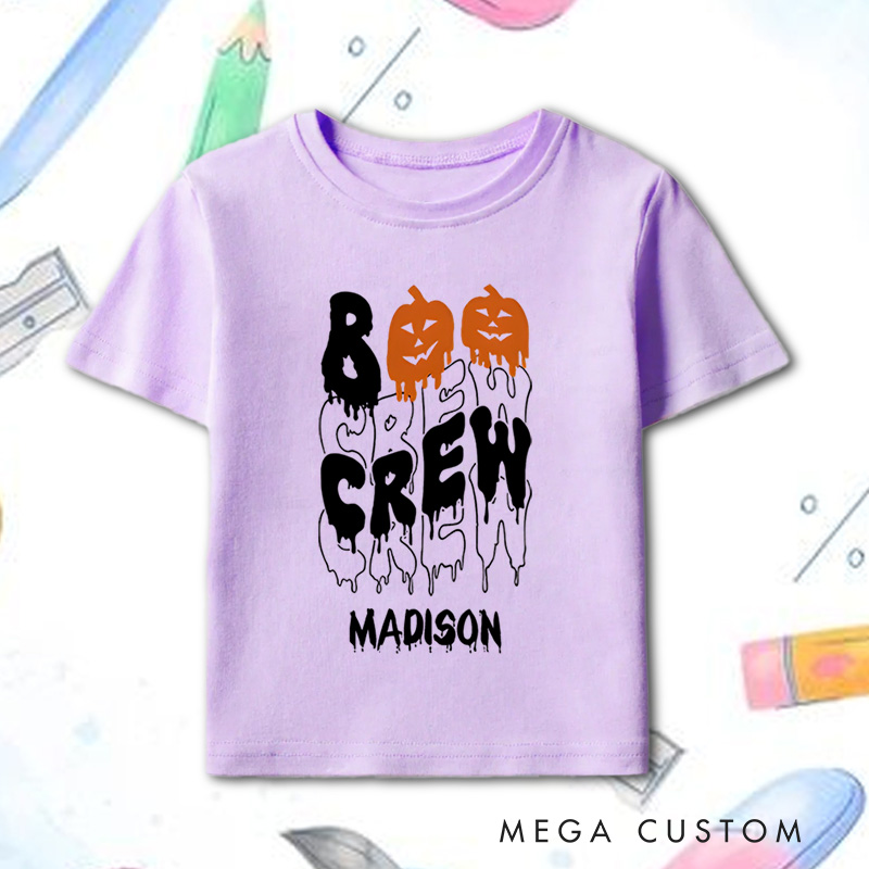 Personalized Boo Crew Halloween Shirt for Kids Perfect for Group Celebrations and Fun During the Halloween Season Kids T-Shirt