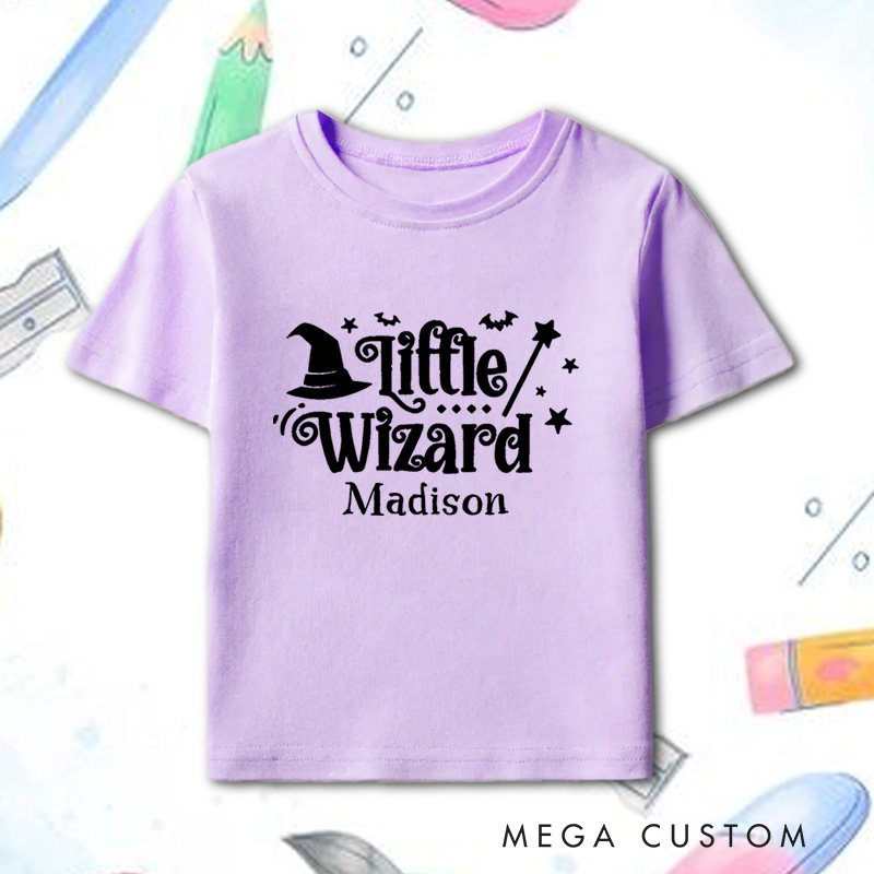 Personalized Little Wizard Halloween Shirt for Kids Perfect for Adding a Magical and Festive Touch to Halloween Celebrations Kids T-Shirt