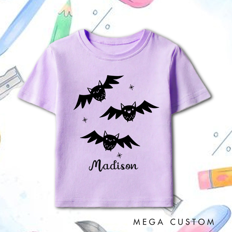 Personalized Bat Halloween Shirt for Kids Perfect for Adding a Playful and Spooky Vibe to Halloween Celebrations Kids T-Shirt