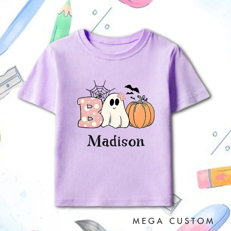 Personalized Boo Halloween Shirt for Kids Perfect for Adding a Cute and Spooky Vibe to Trick or Treating Outfits Kids T-Shirt