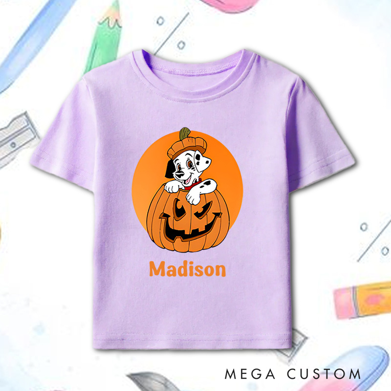 Personalized Ghost in a Pumpkin Halloween Shirt for Kids Perfect for Fun and Playful Celebrations During Halloween Kids T-Shirt