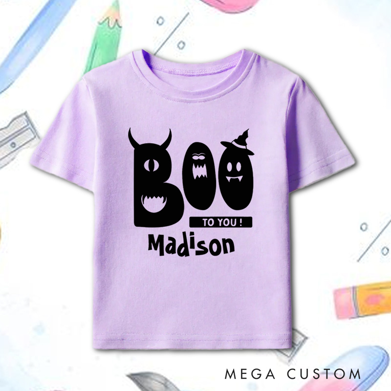 Personalized Boo to You Halloween Shirt for Kids Perfect for Adding a Cute and Spooky Vibe to Festive Outfits Kids T-Shirt
