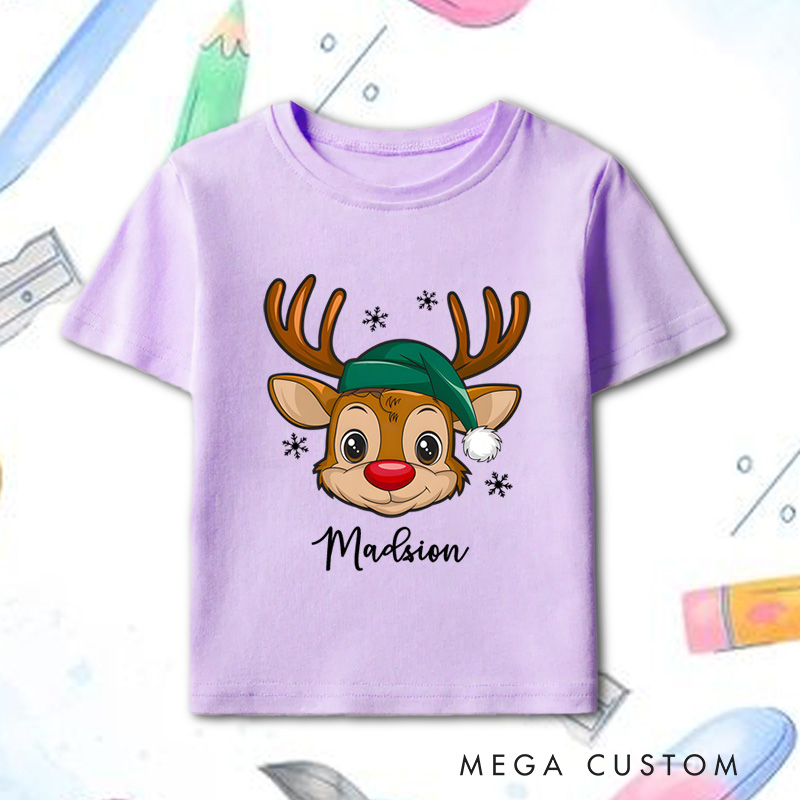 Personalized Reindeer Toddler T-Shirt Christmas Kids Gift