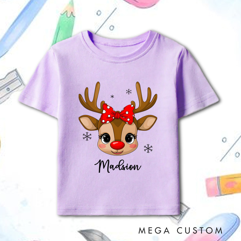 Personalized Reindeer Kids T-Shirt Christmas Kids Gift
