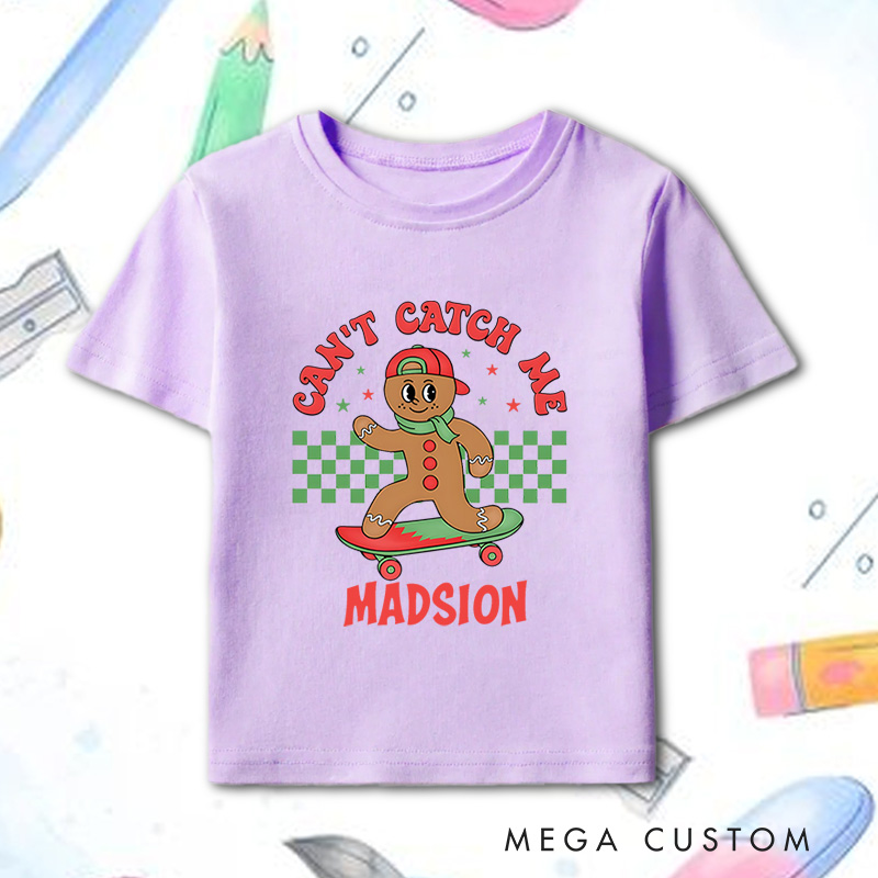 Personalized Gingerbread Kids Christmas T-Shirt Boy or Girl Christmas Gift