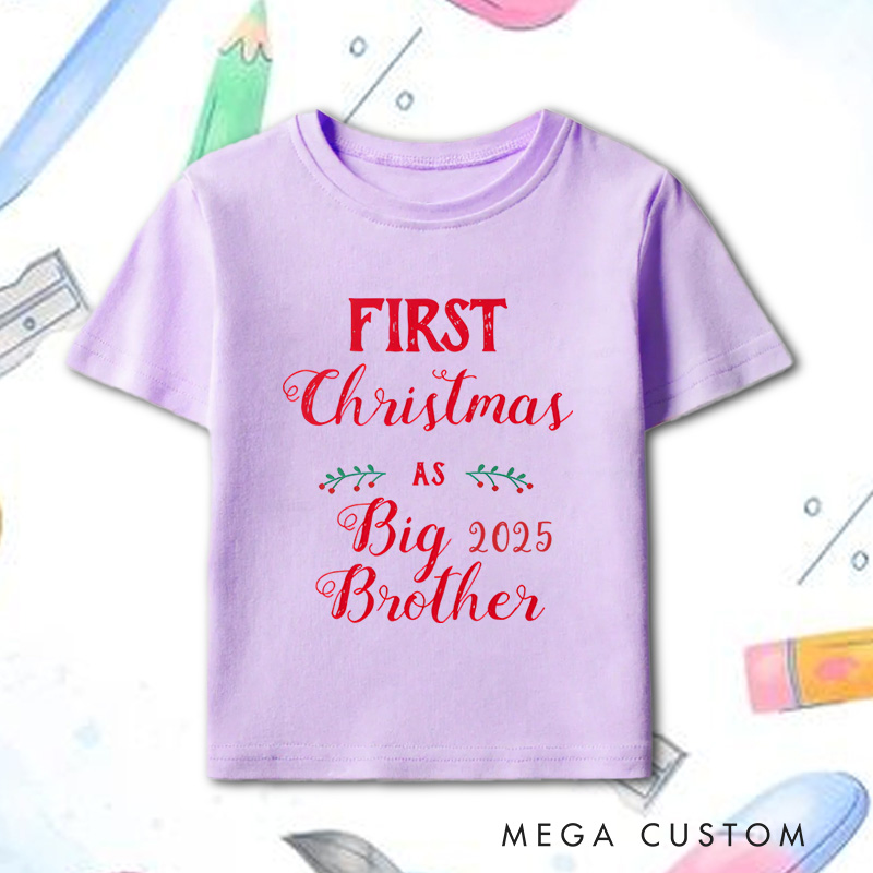 Personalized First Christmas as Big Brother Kids Matching T-Shirt