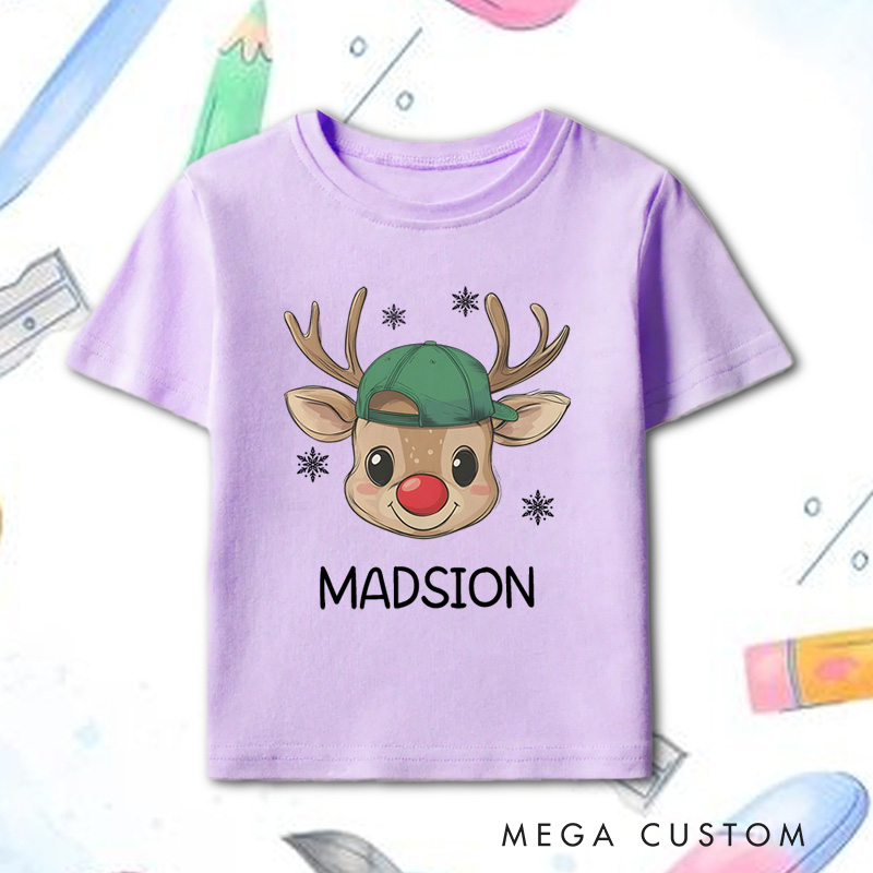 Personalized Reindeer Name Kids Shirt Cute Holiday Shirt Xmas Kids Gift