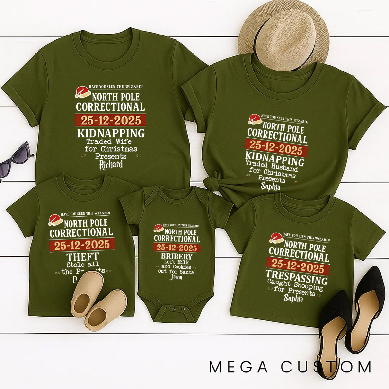 Personalized Magic Inspired North Pole Correctional Christmas Family Matching Shirts Group Shirts Movie Holiday Shirt