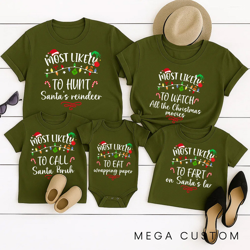 Personalized Classic Christmas Movie Inspired Most Likely to Christmas Family Matching Shirts Group Shirts Movie Holiday Shirt