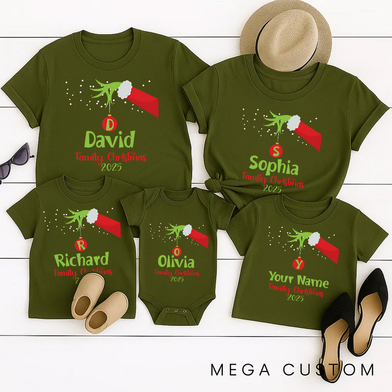 Personalized Classic Christmas Movie Inspired Green Monster Christmas Family Matching Shirts Group Shirts Movie Holiday Shirt