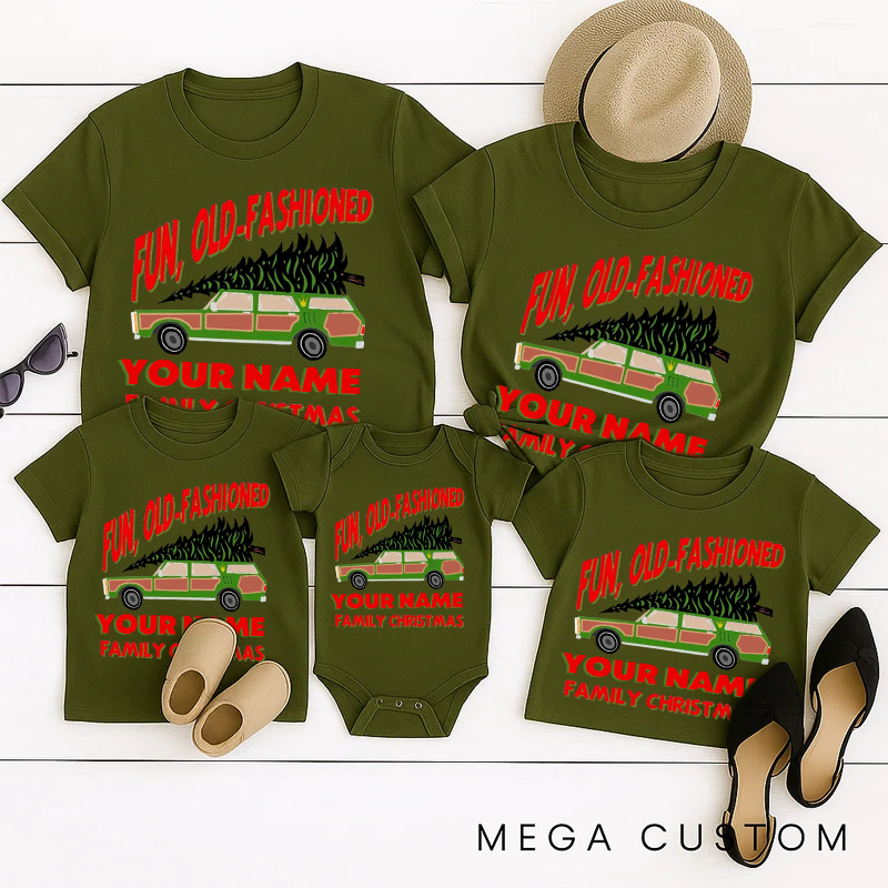 Personalized Family Matching Fun Old Fashioned Griswold Family Christmas Shirts Matching Christmas Shirts Customize with Your Name Family T-Shirt