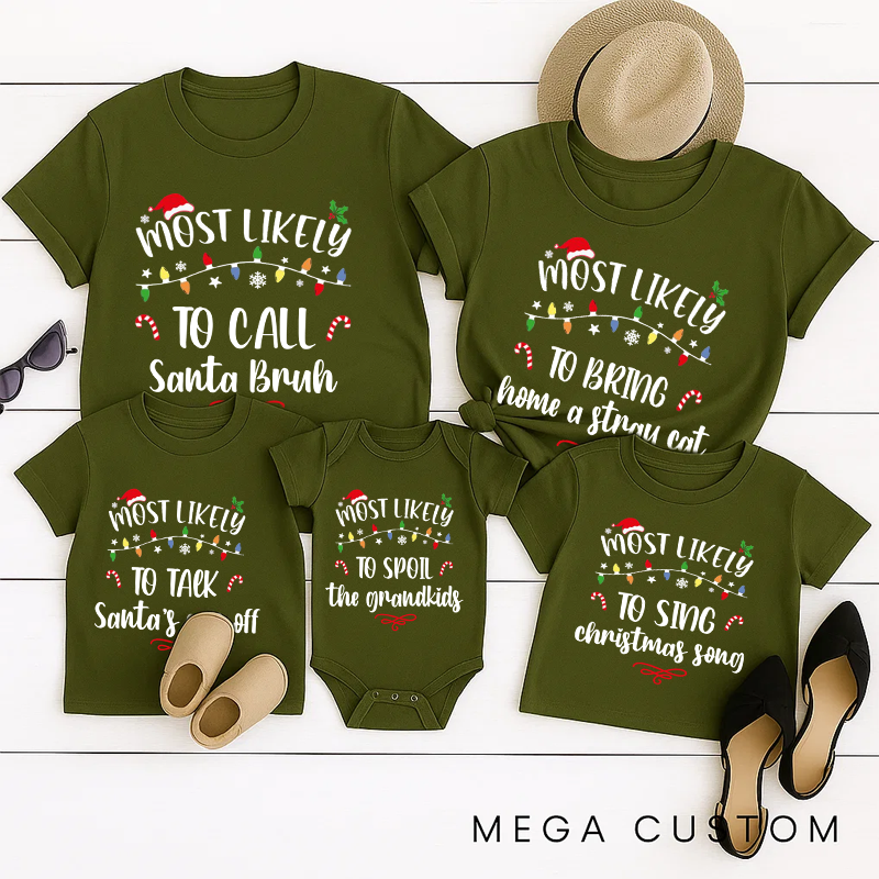 Personalized Family Matching Most Likely to Christmas Shirts Matching Family Christmas Shirts Funny Christmas Party Tee and Gift