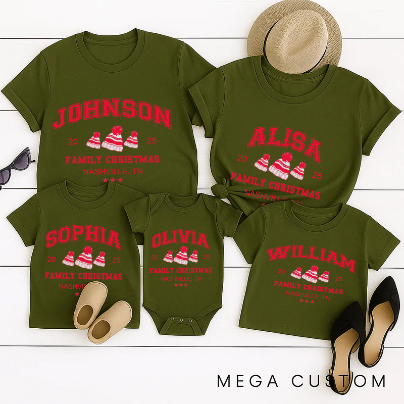 Personalized Family Matching Christmas Shirt Comfort Colors Matching Family Christmas Tshirt Personalized Name Vintage Santa Varsity Shirt