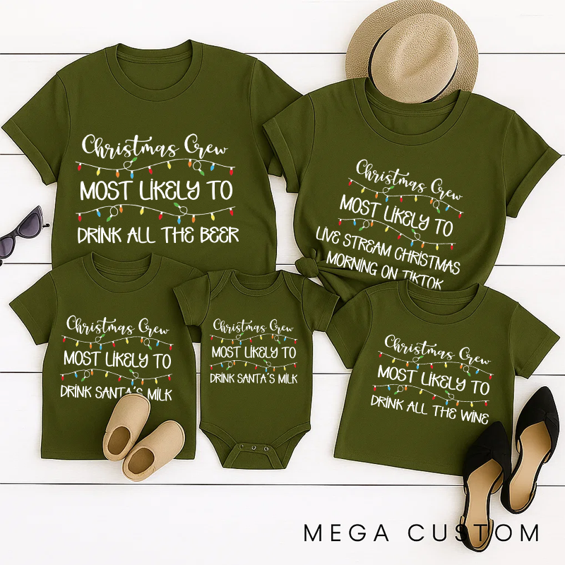 Personalized Family Matching Crew Most Likely to Christmas Shirts Custom Family Christmas Tee and Gift