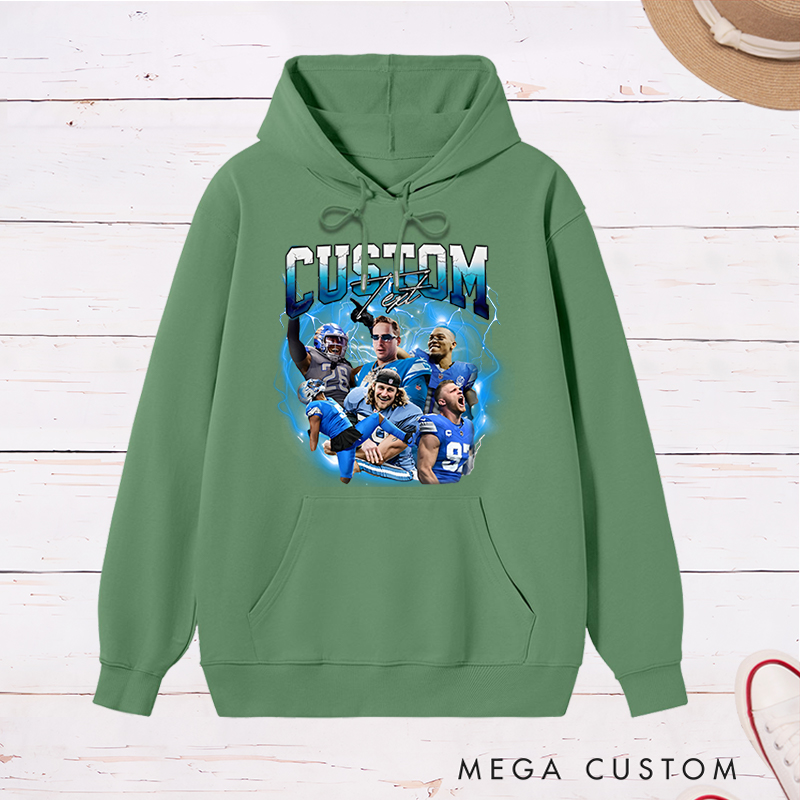 Personalized Lightning-Themed Athlete Graphic Hoodies with Custom Photos and Text